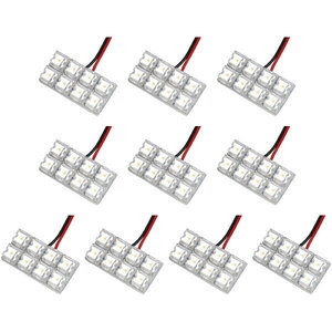 10個セット●● 12V FLUX8連 2×4 LED 基板 端子形状T10 ルームランプ ホワイト