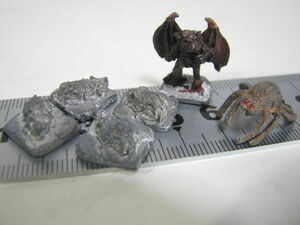 ビンテージ ファンタジー メタルフィギュア Dungeon Dwellers Miniatures 巨大ネズミ クモ 悪魔 一部塗装 1267A/1293A 1979 3点