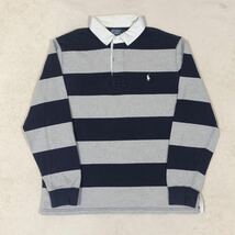 古着 POLO RALPH LAUREN ラルフローレン ラガーシャツ 長袖 ポロシャツ ボーダー メンズ Lサイズ_画像1