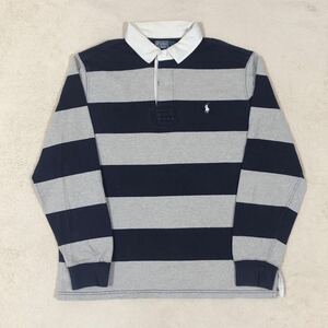 古着 POLO RALPH LAUREN ラルフローレン ラガーシャツ 長袖 ポロシャツ ボーダー メンズ Lサイズ