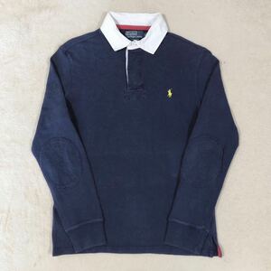 古着 POLO RALPH LAUREN ラルフローレン 長袖 ポロシャツ ラガーシャツ ネイビー メンズ Mサイズ