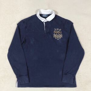 RALPH LAUREN ポロラルフローレン　ラガーシャツ　長袖ポロシャツ　ネイビー　メンズ　Lサイズ　1円