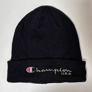 champion チャンピオン USAニット帽　ビーニー キャップ　帽子ブラック　黒ユニセックス　