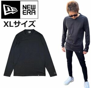 ニューエラ 長袖 Tシャツ ヘリテージ NEA102 ワンポイントロゴ クルーネック ブラック XLサイズ NEWERA HERITAGE BLEND LONG SLEEVE 新品