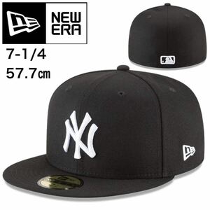 ニューエラ キャップ 帽子 59FIFTY 5950シリーズ フラットバイザー ヤンキース ブラック×ホワイト 7-1/4(57.7cm) MLB NEWERA 59FIFTY 新品