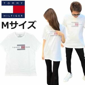 トミーヒルフィガー トップス 半袖Tシャツ 09T4325 コットン プリントロゴ ホワイト Mサイズ TOMMY HILFIGER S/S CREW NECK 新品