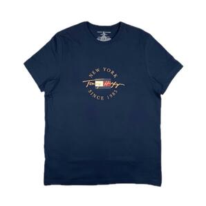 トミーヒルフィガー トップス 半袖Tシャツ 09T4326 コットン プリントロゴ ネイビー XLサイズ TOMMY HILFIGER S/S CREW NECK 新品の画像4