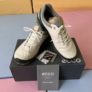 中古良品 インソール未使用 正規品ecco YAK LEATHER エコー 天然皮革 《GORE-TEX》 M GOLF BIOM G3 バイオム ジー3 EU 42 (131804-51402)の画像1