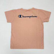 新品17127 Champion チャンピオン 110cm サーモンピンク　半袖Tシャツ　胸背中ロゴプリン　袖刺繍　綿100% シンプル　男女兼用　キッズ_画像2