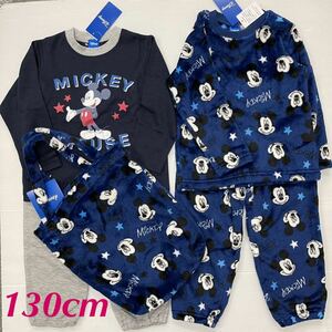  новый товар 61782 темно-синий 130cm Mickey Mouse Kids длинный рукав пижама 2 листов + сумка 3 позиций комплект картон вязаный пижама флис пижама ребенок мужчина женщина 