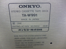 890163 ONKYO オンキョー TA-W991 ステレオカセットデッキ_画像6