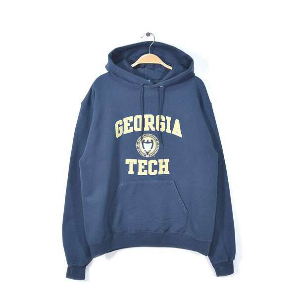 【送料無料】チャンピオン ECO FLEECE スウェットパーカー カレッジプリント ネイビー GEORGIA TECH CHAMPION サイズM @CG0407