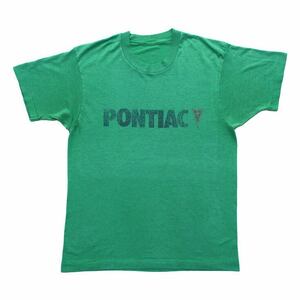 【送料無料】80s PONTIAC ポンティアック アメ車 ヴィンテージTシャツ 緑 企業ロゴ M相当 古着 @BZ0204