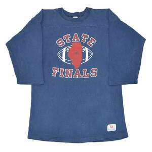 【送料無料】70s チャンピオン STATE FINALS 綿100% ヴィンテージフットボールTシャツ バータグ 紺 CHAMPION サイズM @BD0019