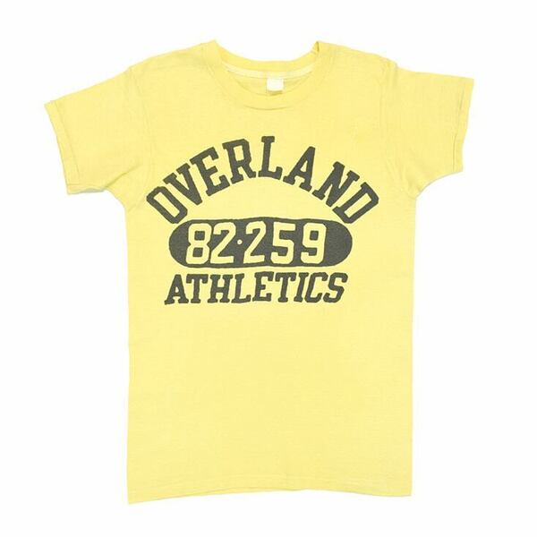 【送料無料】70s OVERLAND 3段染み込みプリント カプセルナンバー アーチロゴ カレッジ ヴィンテージTシャツ S相当 古着 @BZ0199