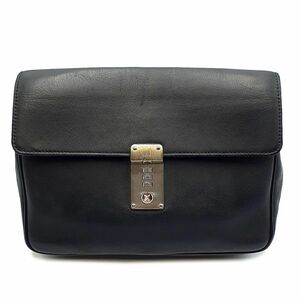 ◆美品◆ ダンヒル dunhill セカンドバッグ クラッチバッグ 鞄 ストラップ レザー シルバー金具 S金具 黒 ブラック系 メンズ 01-24032802-c