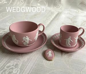 WEDGWOOD ジャスパー　 カップ＆ ソーサー＆ブローチ　 ピンクセット