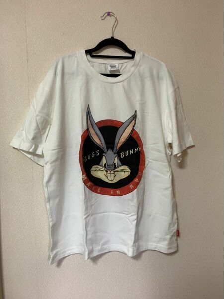 bugsbunny バッグスバニー ルーニーテューンズ　ワーナーブラザースTシャツ トップス 半袖 ホワイト プリントTシャツ 