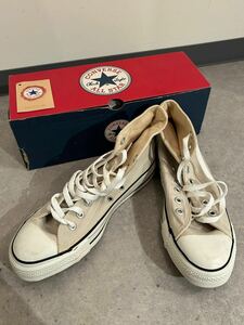 原2【1円スタート】CONVERSE ALL STAR コンバース スニーカー ハイカット キャンバス地 ホワイト系 シューズ 靴 メンズ サイズ7 1/2