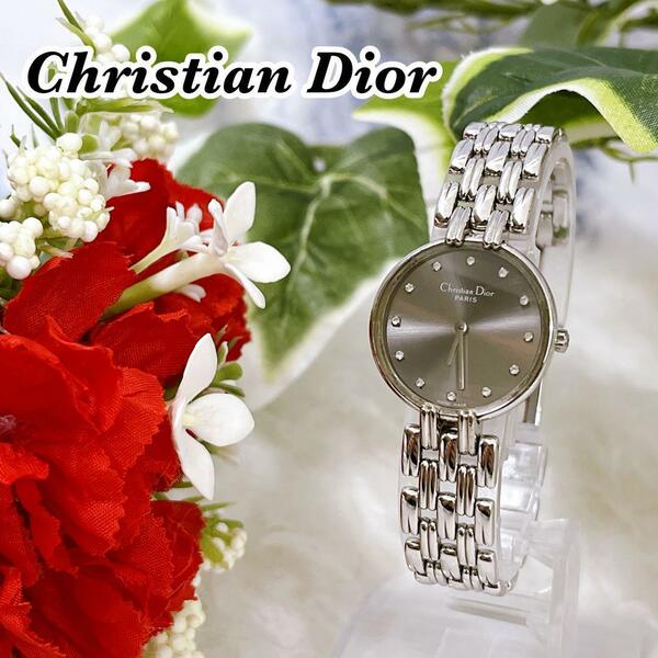 送料無料　希少　稼動品　クリスチャンディオール　バギラ　Christian　Dior D44-120　12Pダイヤ　クォーツ　レディース腕時計