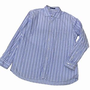 送料230円～■23区 オム／23区 HOMME ■シワ加工 コットン素材 ストライプ柄 シャツ メンズ 大きいサイズ 3L