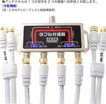 ホーリック アンテナダブル分波器 【4K8K放送(3224MHz)/BS/CS/地デジ/CATV 対応】 ケーブル4本付属 50c_画像4