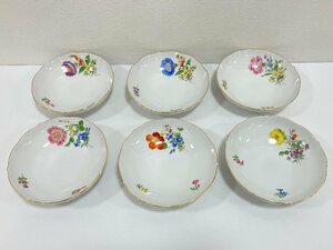 【N79177】Meissen　マイセン　皿　6枚セット　小皿　花柄　詳細不明　傷汚れ有り　長期保管品　中古品　現状品