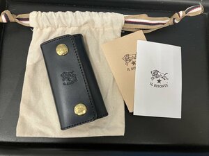 【I93760】 IL BISONTE　イルビゾンテ　キーケース　4連　レザー　本革　BLK　保存袋 説明書付き　中古品