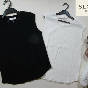 ◆ 新品 SLOBE IENA/スローブ イエナ【ベーシックワッフルN/S TEE】2枚セット ブラック・ホワイト◆の画像1