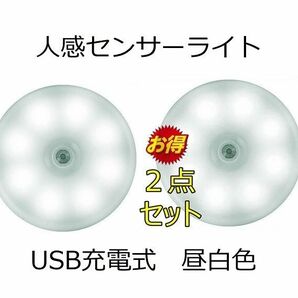 2個セット センサーライト LED 人感 室内 USB充電 人感 マグネット 磁石