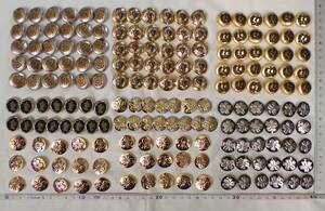 メタルボタン 金属ボタン 7種類 180個 エンブレム イカリ 甲冑 鎧 桜 梅 昭和レトロ レトロ ヴィンテージ ボタン 釦 大量 まとめて 