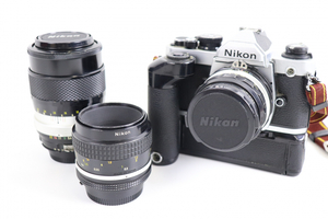 Nikon FM2 ニコン MD-11 NIKKOR-H 28mm 1：3.5 NIKKOR-Q Auto 1:2.8 135mm Micro 55mm 1:3.5 フィルムカメラ 015JSDJP40