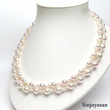 真珠屋さん 限定1本 2本ロング【ホワイトピンク】セミバロック 最高の色！10.0～4.0mm 101cm アコヤ真珠ネックレス 伊勢志摩産パール 新品_画像4