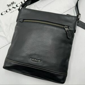 1円【未使用級】入手困難品 定価13 万円 コーチ COACH グラハム ショルダーバッグ ボディ 斜め掛け サコッシュ レザー メンズ ビジネス 黒