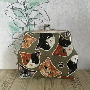 がま口 ポーチ / 財布 / 小物入れ / ハンドメイド ☆ 猫フェイス・9の画像2