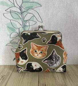 がま口 ポーチ / 財布 / 小物入れ / ハンドメイド ☆ 猫フェイス・9