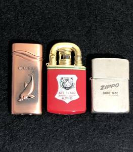 【ZIPPO 1990年製 ビンテージ ガスライター まとめて3点】KET TURBO/ターボライター ドルフィンライター◆ジッポー 喫煙具 Zippo