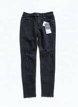 紙タグ付き♪新品＊ AZUL BY MOUSSY アズール バイ マウジー ＊ CRASH DENIM SKINNY２ スキニー デニム パンツ♪ブラックS レディース N2_画像7