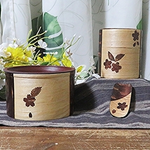 角館 樺細工 桜皮細工 秋田 桜模様 象嵌 茶筒 茶道具 茶葉入れ 茶匙 茶さじ 茶こぼし 茶器 茶合 漆 桜皮 総皮作り 木工 伝統工芸 煎茶道具_画像1