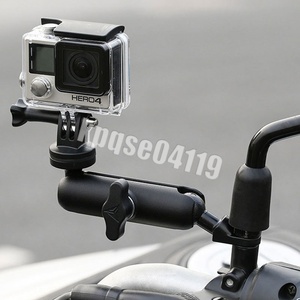 買得☆オートバイ バイク カメラホルダー アクセサリー スタンド ハンドルバーミラー マウントブラケット 1/4 金属 GoPro Hero 8 7 6 5 4 3