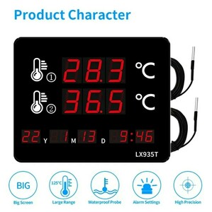  big size!!21cm×17cm aquarium water temperature gage LED dual sensor 1 pcs . aquarium 2 pcs. water temperature . control alarm function date hour free shipping aquarium 