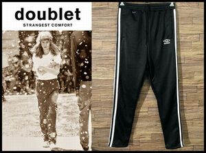 送無 使用感少ない美品 doublet ダブレット 23SS INVISIBLE TRACK PANTS 裾ジップ インビジブル トラック パンツ ロゴ 刺繍 ジャージ 黒 M