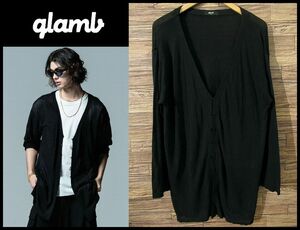 送無 極美品 定価18,700円 glamb グラム 21SS GB0223/KNT01 High Gauge Long Cardigan ハイゲージ ロング カーディガン サマー ニット 黒 M