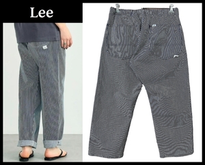 ■ 使用感の少ない美品 Lee リー LM5806 ウエストゴム FLeeasy ヒッコリー ストライプ イージー パンツ 紺白 FREE