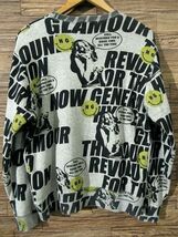 送無 HYSTERIC GLAMOUR ヒステリックグラマー HG SOUND REVOLUTION 総柄 裏毛 ガール プリント クルーネック スウェット トレーナー グレー_画像3