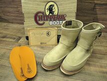 送無 USA製 黒タグ 新品デッド 純正ソール付 CHIPPEWA チペワ 97875 7インチモックトゥ エンジニア スエード レザー ブーツ サンド 26.5 ①_画像2