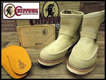 送無 USA製 黒タグ 新品デッド 純正ソール付 CHIPPEWA チペワ 97875 7インチモックトゥ エンジニア スエード レザー ブーツ サンド 26.5 ①_画像1