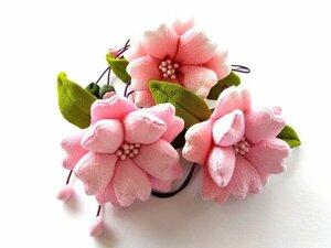 ちりめん細工 桜 さくら 3連 つるし飾り 縮緬 手作り 逸品 ハンドメイド 手芸品 501