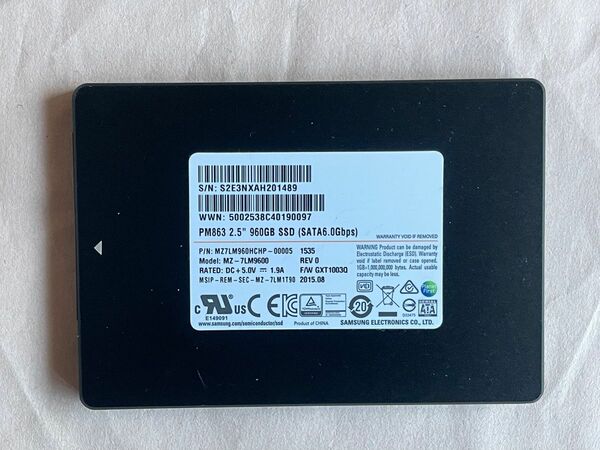 Samsung SSD PM863 850evo相当 960GB 1TB SATA 2.5インチ 正常診断 長寿命 停電時保護