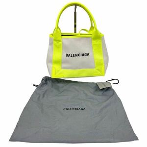 BALENCIAGA バレンシアガ トートバッグ ネイビーカバスXS キャンバス×レザー アイボリー×イエロー バッグ ※落札者音信不通の為再出品